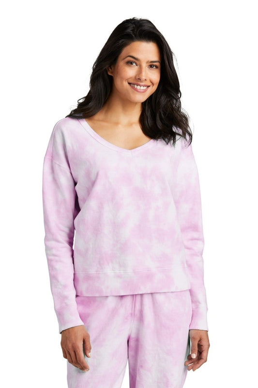 Port & CompanyÂ® Ladies Beach WashÂ® Cloud Tie-Dye V-Neck Sweatshirt LPC140V - uslegacypromotions