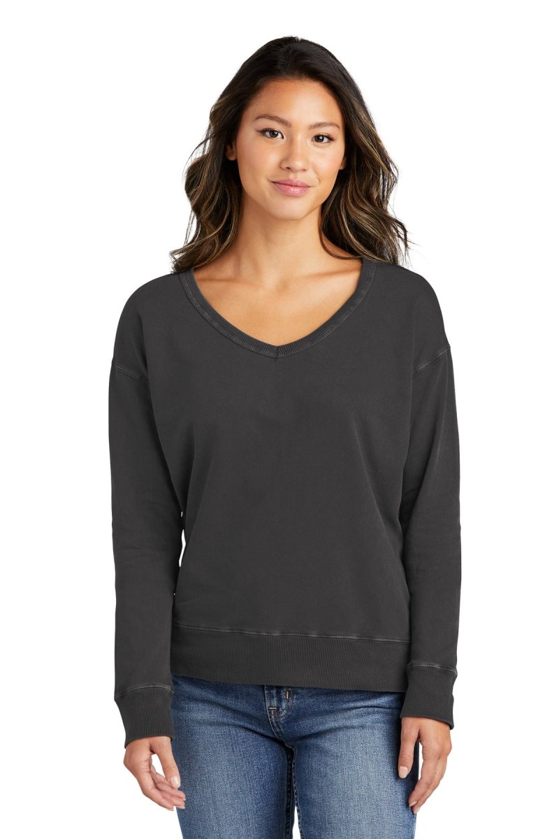 Port & CompanyÂ® Ladies Beach WashÂ® Garment-Dyed V-Neck Sweatshirt LPC098V - uslegacypromotions