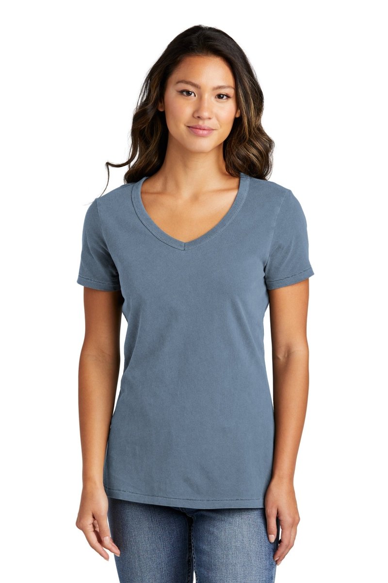 Port & CompanyÂ® Ladies Beach WashÂ® Garment-Dyed V-Neck Tee LPC099V - uslegacypromotions