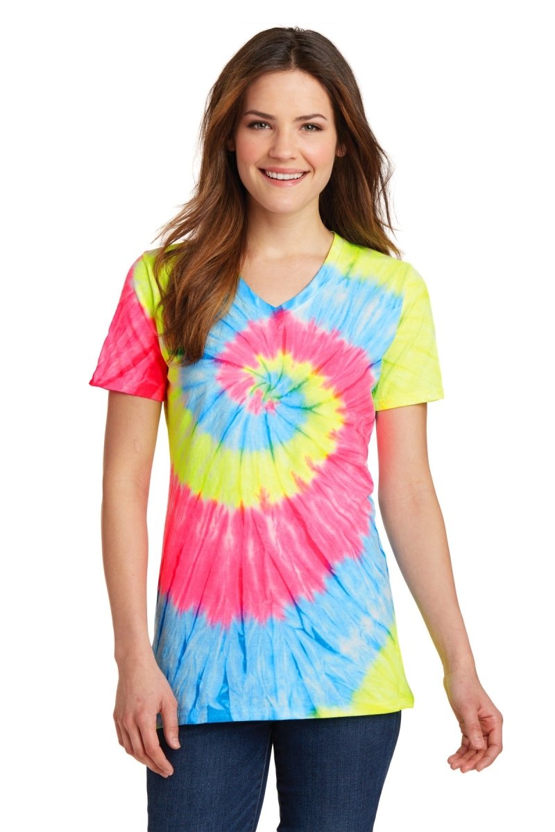 Port & CompanyÂ® Ladies Tie-Dye V-Neck Tee. LPC147V - uslegacypromotions