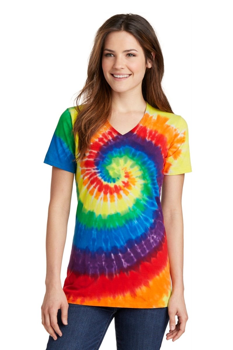 Port & CompanyÂ® Ladies Tie-Dye V-Neck Tee. LPC147V - uslegacypromotions