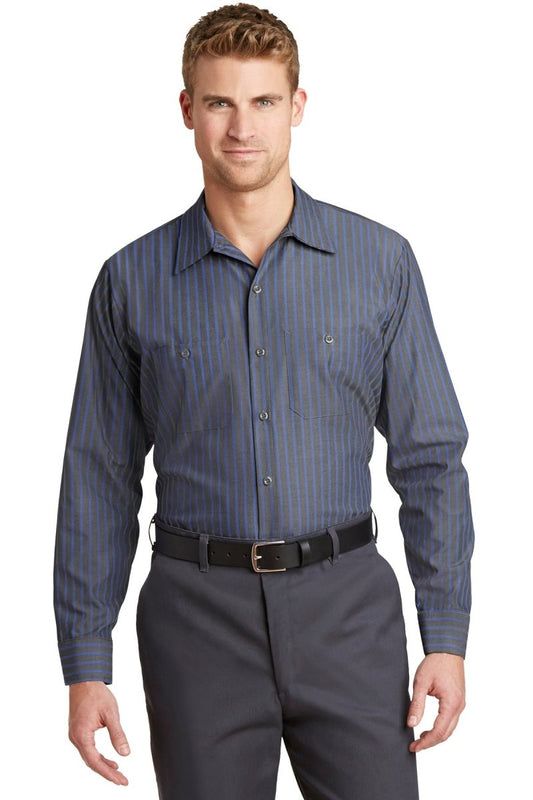 Red Kap® Long Sleeve Striped Industrial Work Shirt. CS10 - uslegacypromotions