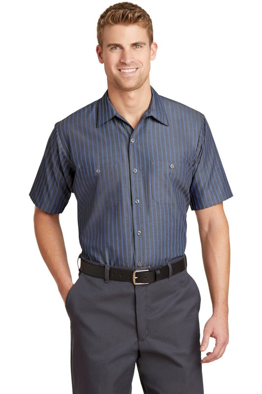 Red KapÂ® Long Size, Short Sleeve Striped Industrial Work Shirt. CS20LONG - uslegacypromotions
