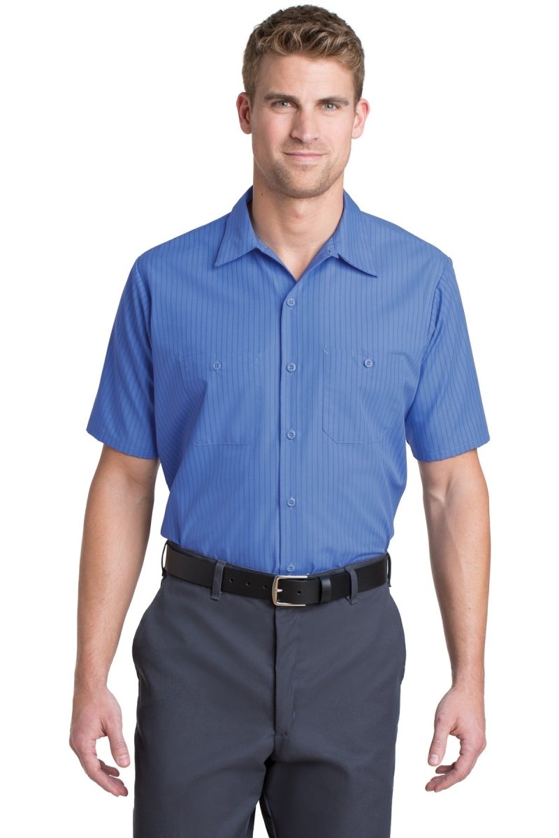 Red KapÂ® Long Size, Short Sleeve Striped Industrial Work Shirt. CS20LONG - uslegacypromotions