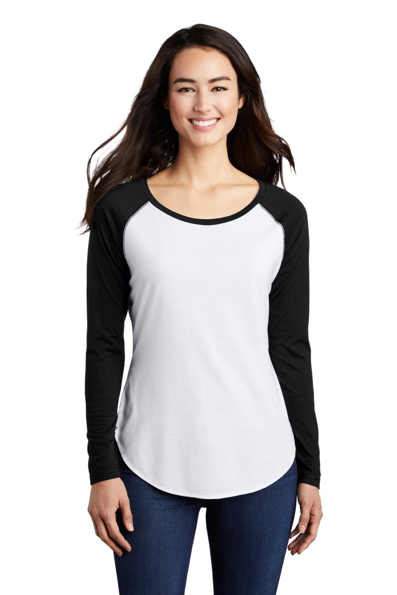 Sport-Tek Â® Ladies PosiCharge Â® Long Sleeve Tri-Blend Wicking Scoop Neck Raglan Tee LST400LS - uslegacypromotions