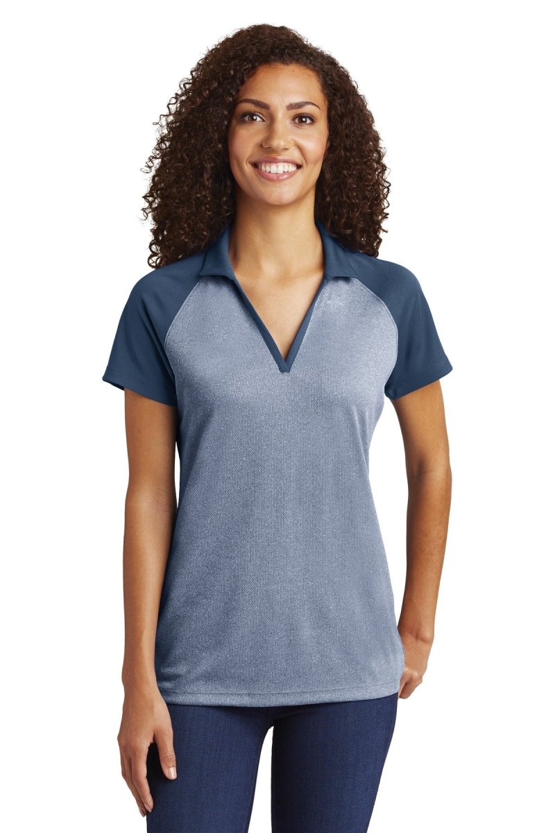 Sport-Tek Â® Ladies PosiCharge Â® RacerMesh Â® Raglan Heather Block Polo. LST641 - uslegacypromotions