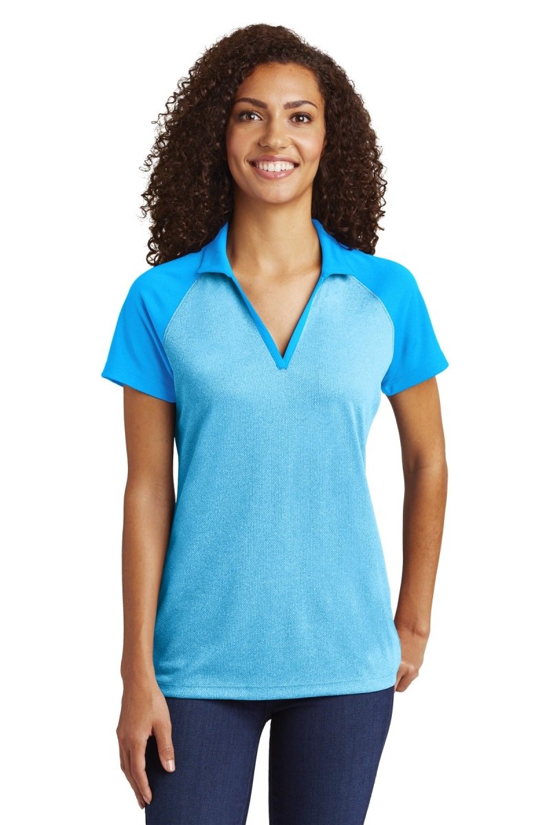 Sport-Tek Â® Ladies PosiCharge Â® RacerMesh Â® Raglan Heather Block Polo. LST641 - uslegacypromotions