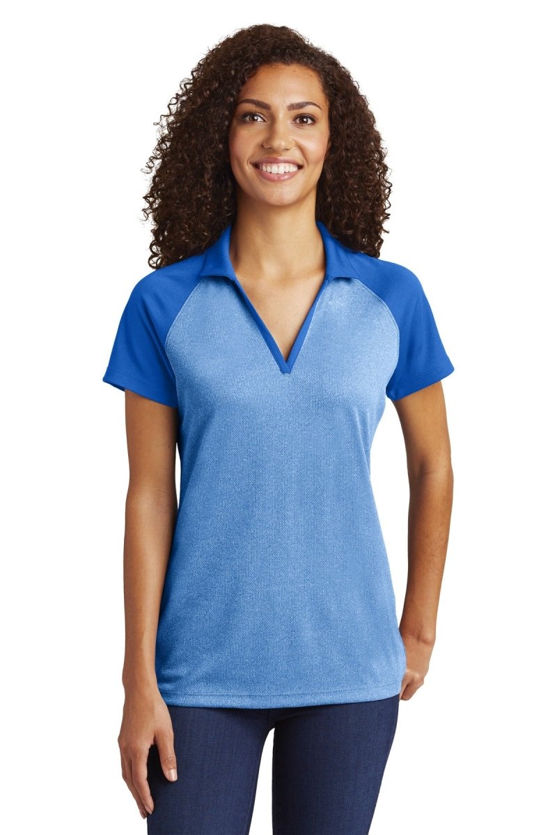 Sport-Tek Â® Ladies PosiCharge Â® RacerMesh Â® Raglan Heather Block Polo. LST641 - uslegacypromotions