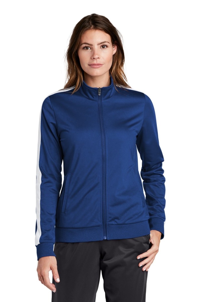 Sport-Tek Â® Ladies Tricot Sleeve Stripe Track Jacket. LST94 - uslegacypromotions
