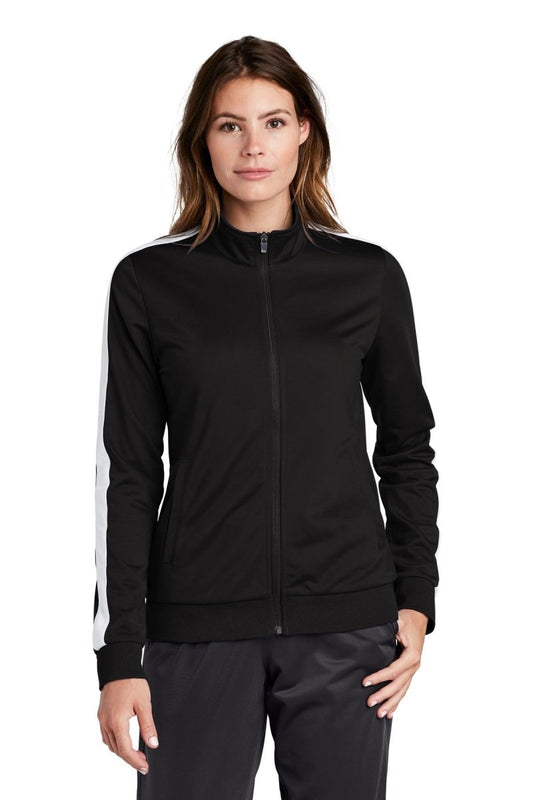 Sport-Tek Â® Ladies Tricot Sleeve Stripe Track Jacket. LST94 - uslegacypromotions