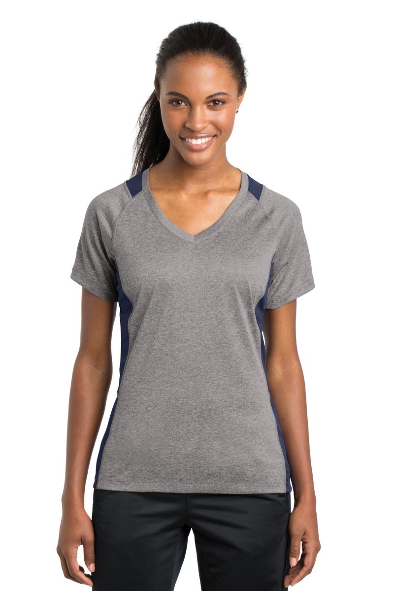 Sport-TekÂ® Ladies Heather Colorblock Contenderâ„¢ V-Neck Tee. LST361 - uslegacypromotions