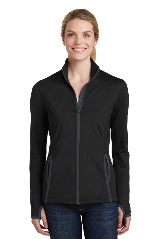 Sport-TekÂ® Ladies Sport-WickÂ® Stretch Contrast Full-Zip Jacket. LST853 - uslegacypromotions