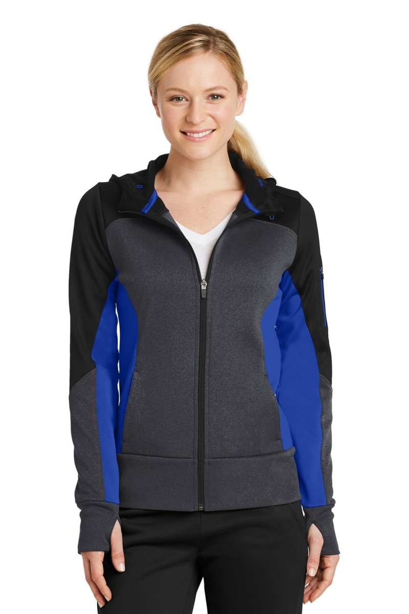 Sport-TekÂ® Ladies Tech Fleece Colorblock Full-Zip Hooded Jacket. LST245 - uslegacypromotions