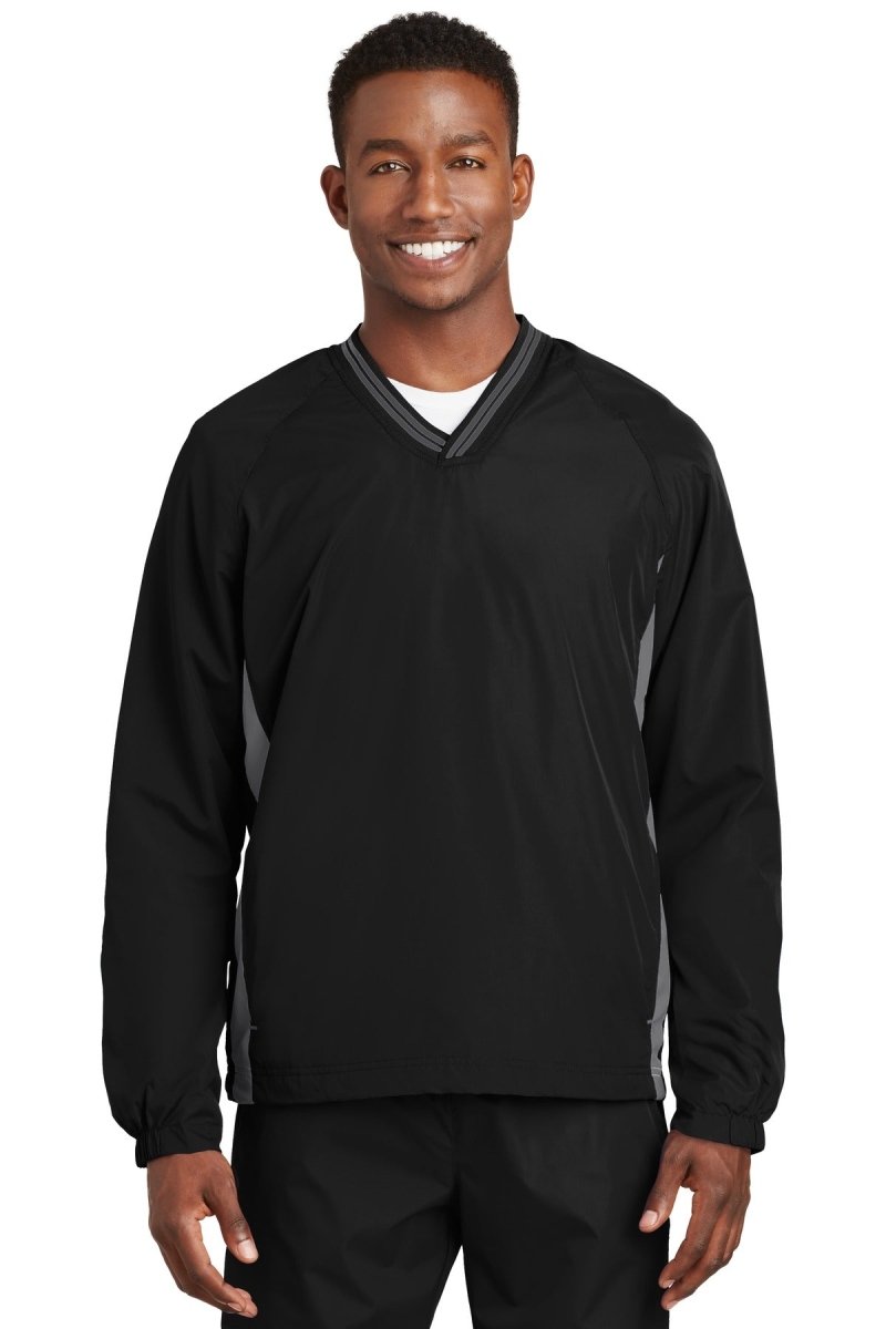 Sport-TekÂ® Tipped V-Neck Raglan Wind Shirt. JST62 - uslegacypromotions