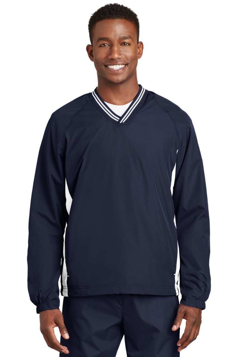 Sport-TekÂ® Tipped V-Neck Raglan Wind Shirt. JST62 - uslegacypromotions