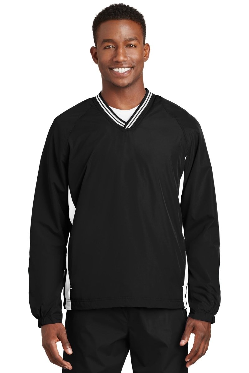 Sport-TekÂ® Tipped V-Neck Raglan Wind Shirt. JST62 - uslegacypromotions