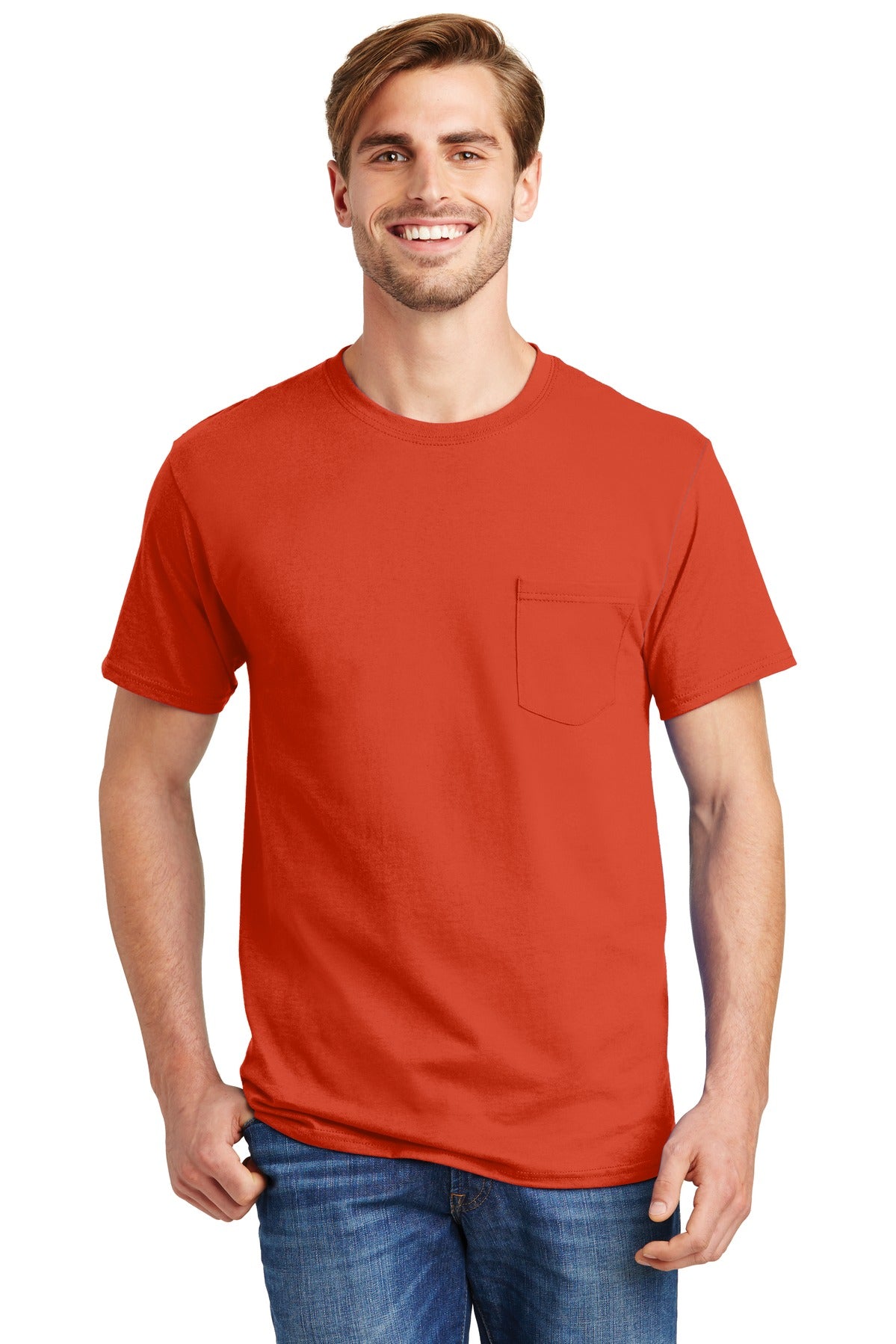 HanesÂ® - Authentic 100%  Cotton T-Shirt with Pocket.  5590